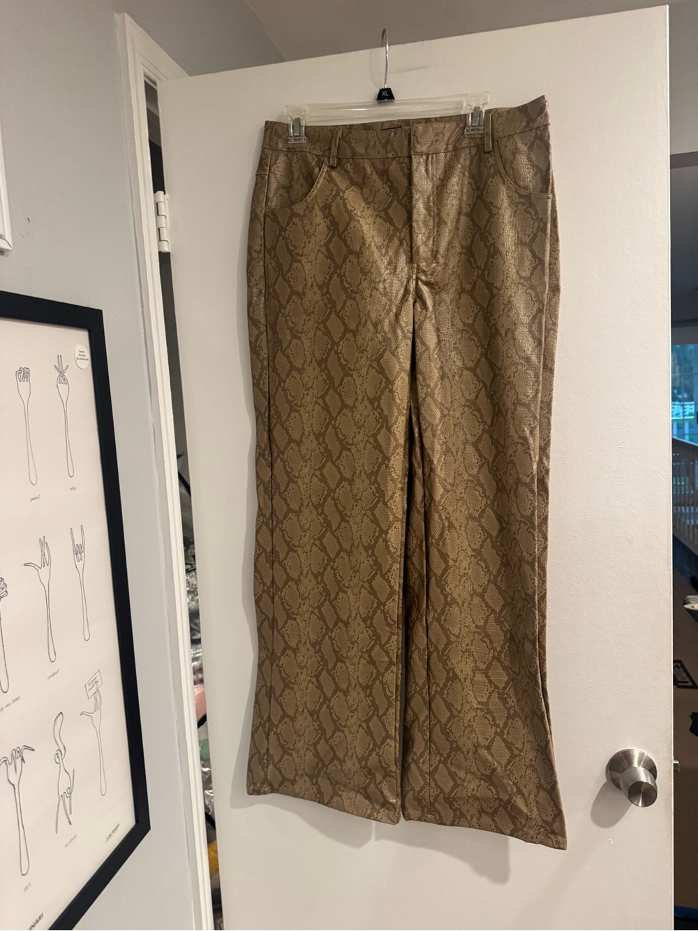 PrettyLittleThing Brown Snake Print Wide Leg Pants NWT Size 8 Animal Print Y2K